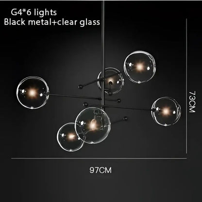 Modern gold glass bubble starburst chandelier dining room light