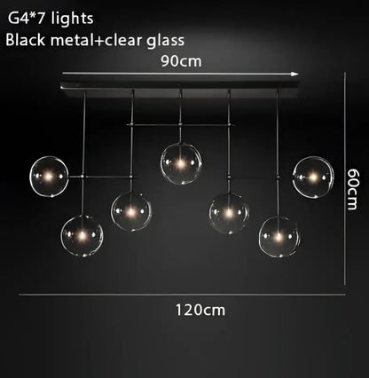 Modern gold glass bubble starburst chandelier dining room light