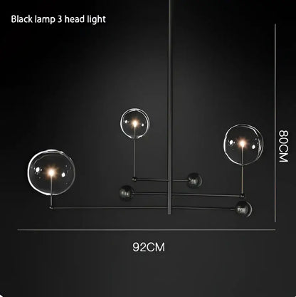 Modern gold glass bubble starburst chandelier dining room light