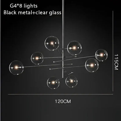 Modern gold glass bubble starburst chandelier dining room light