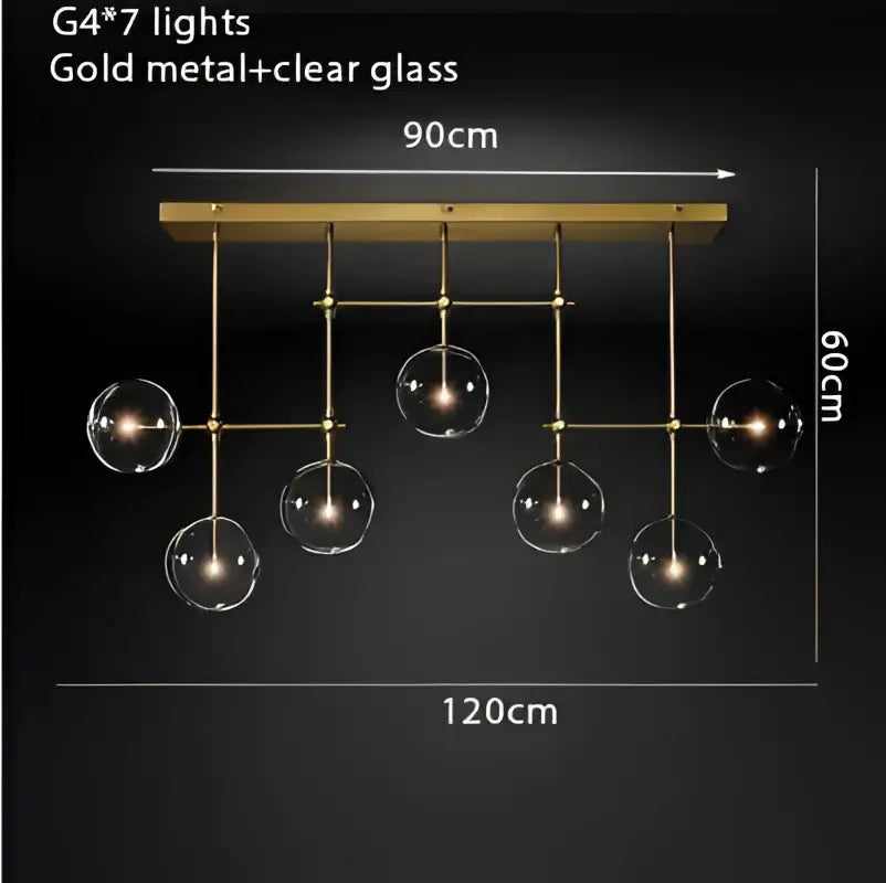 Modern gold glass bubble starburst chandelier dining room light