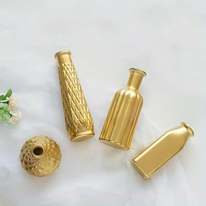 Antique gold glass vase set of 8 – living room textured decor