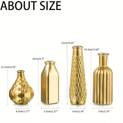 Antique gold glass vase set of 8 – living room textured decor