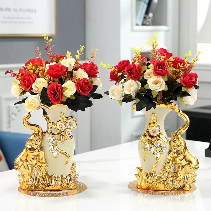 DecorBites™ Gold Glass Vase for Stylish Home Decor
