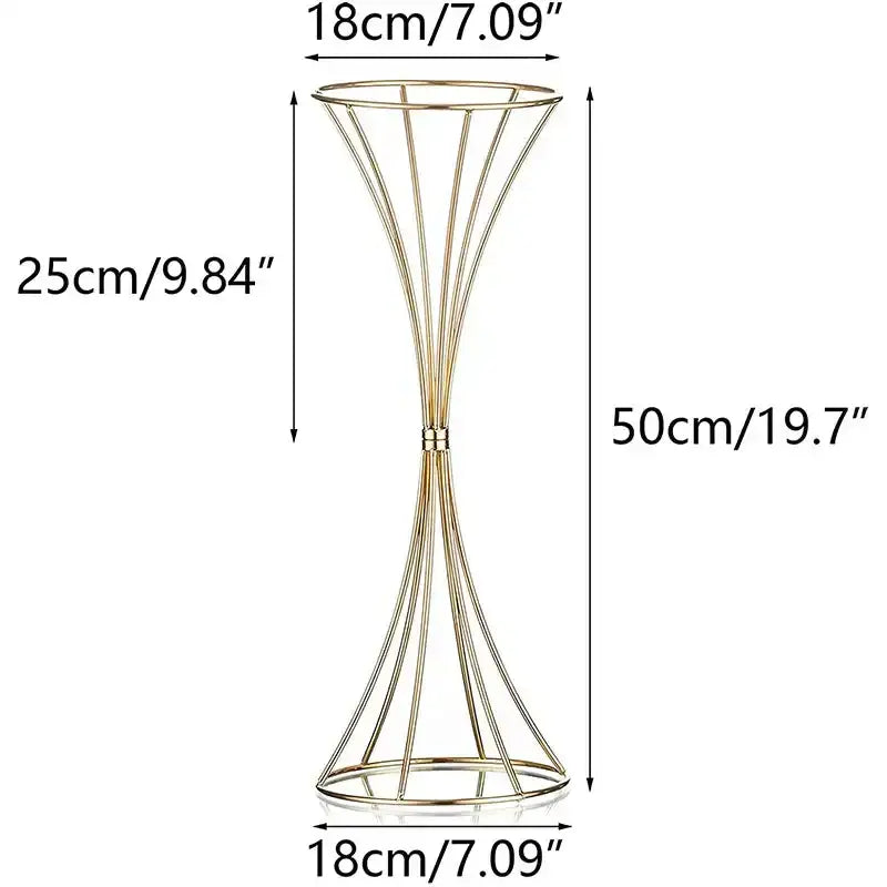 Elegant gold iron flower vase pedestal set for wedding decor