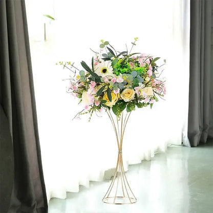 Elegant gold iron flower vases wedding dining room pedestal stands