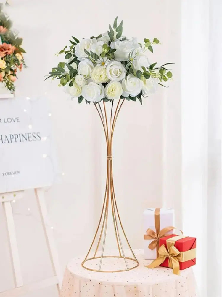 Elegant gold iron flower vases wedding dining room pedestal stands