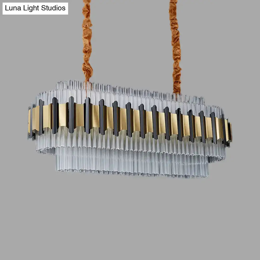 Modern gold and black led island chandelier kitchen glass tube light