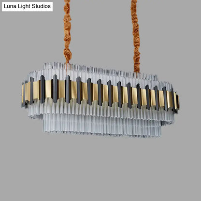 Modern gold and black led island chandelier kitchen glass tube light