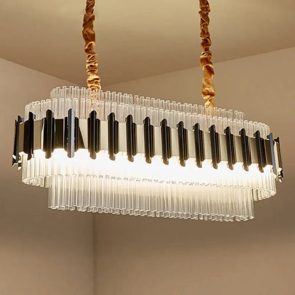 Modern gold and black led island chandelier kitchen glass tube light
