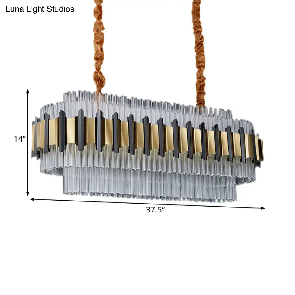 Modern gold and black led island chandelier kitchen glass tube light