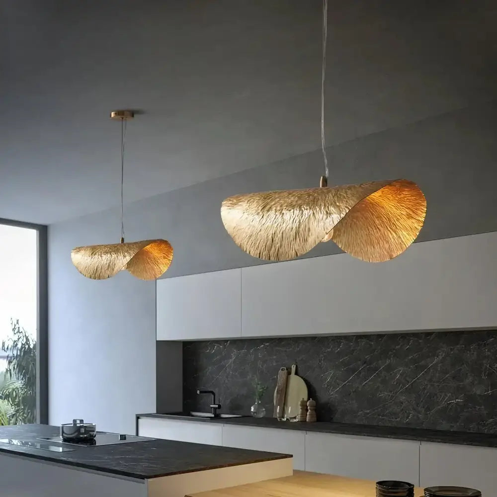 Modern gold lotus leaf pendant light – dining room chandelier