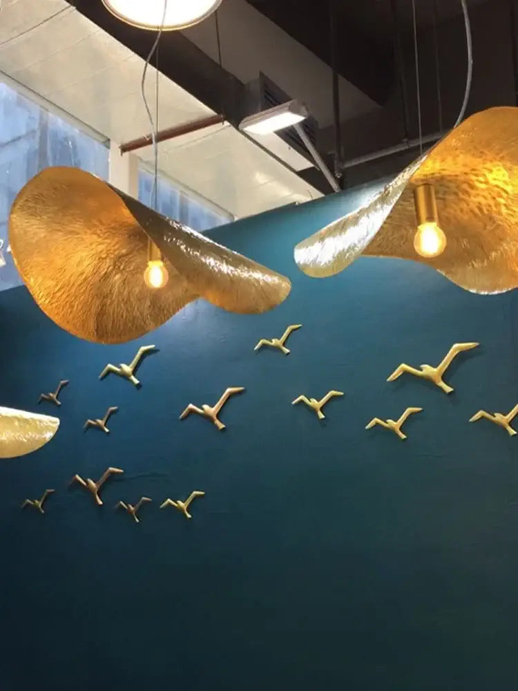 Modern gold lotus leaf pendant light – dining room chandelier