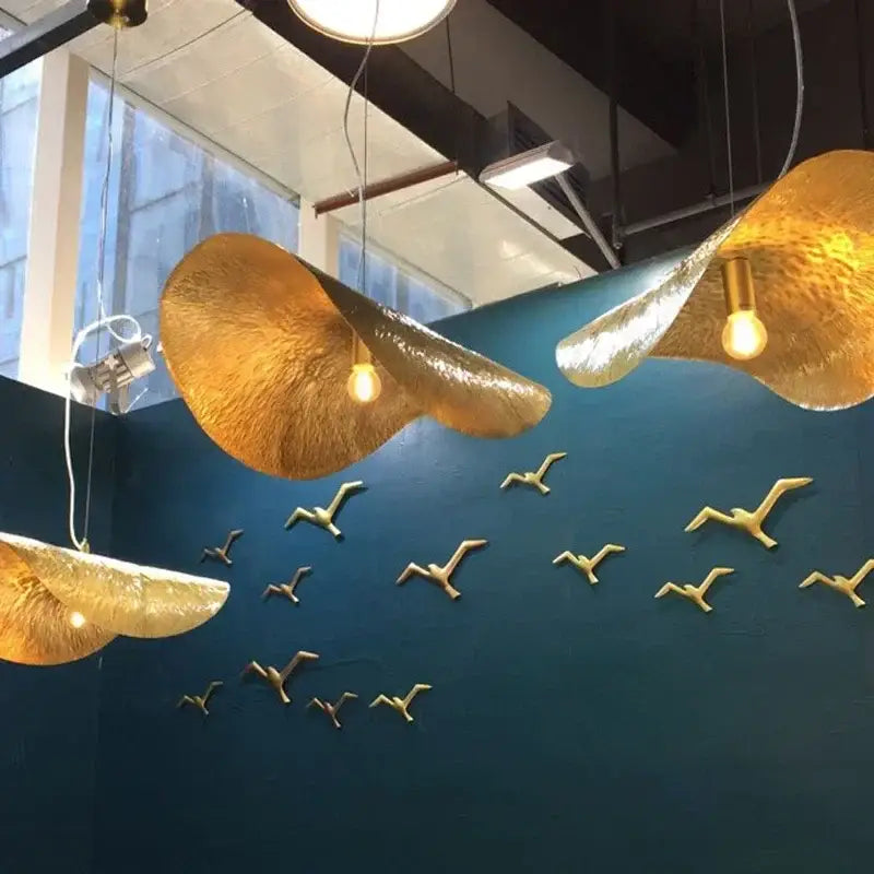 Modern gold lotus leaf pendant light – dining room chandelier