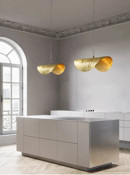 Modern gold lotus leaf pendant light – dining room chandelier