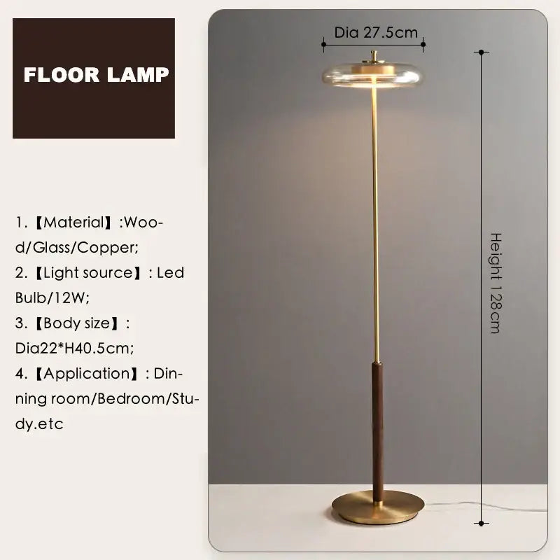 gold lustre glass mushroom table lamp bedroom wood accent