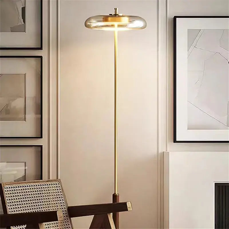 gold lustre glass mushroom table lamp bedroom wood accent