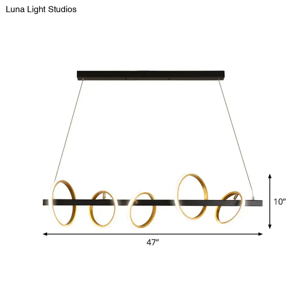 Modern black & gold simple circles ceiling pendant dining room light