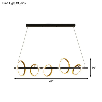 Modern black & gold simple circles ceiling pendant dining room light