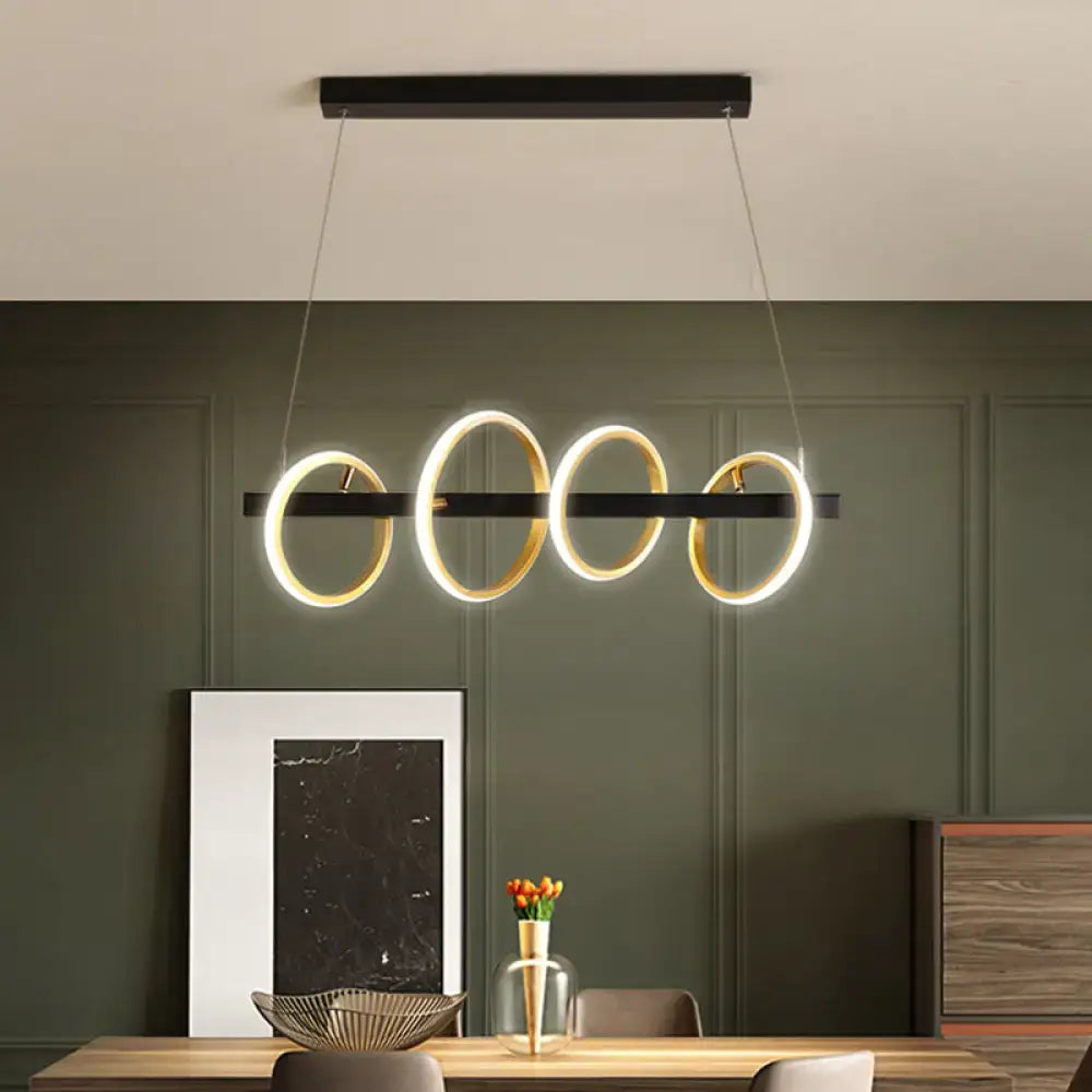 Modern black & gold simple circles ceiling pendant dining room light