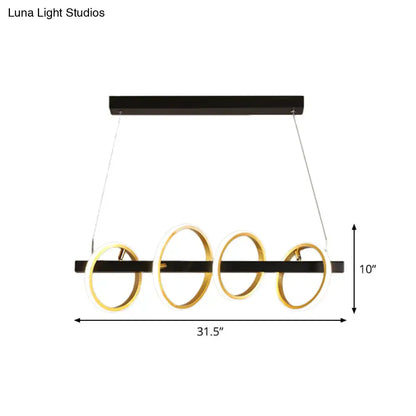 Modern black & gold simple circles ceiling pendant dining room light