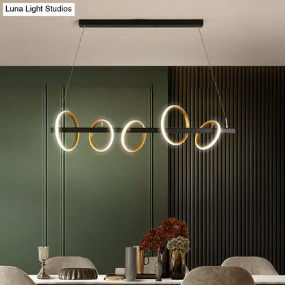 Modern black & gold simple circles ceiling pendant dining room light