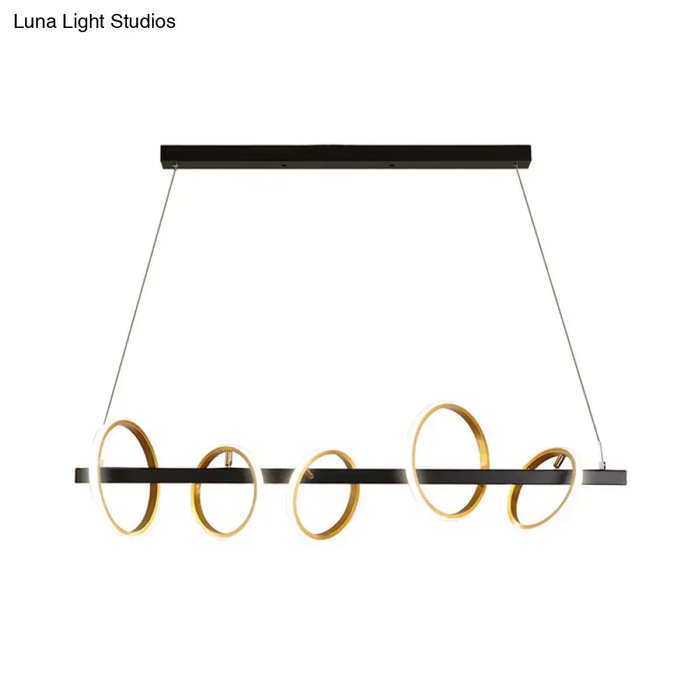 Modern black & gold simple circles ceiling pendant dining room light