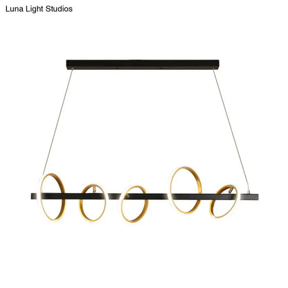 Modern black & gold simple circles ceiling pendant dining room light