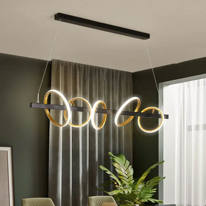 Modern black & gold simple circles ceiling pendant dining room light