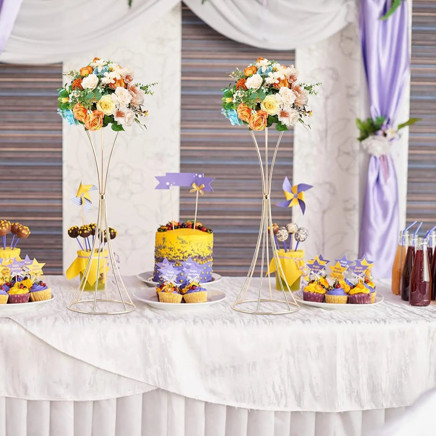 DecorBites™ Gold Metal Trumpet Flower Stand Vases