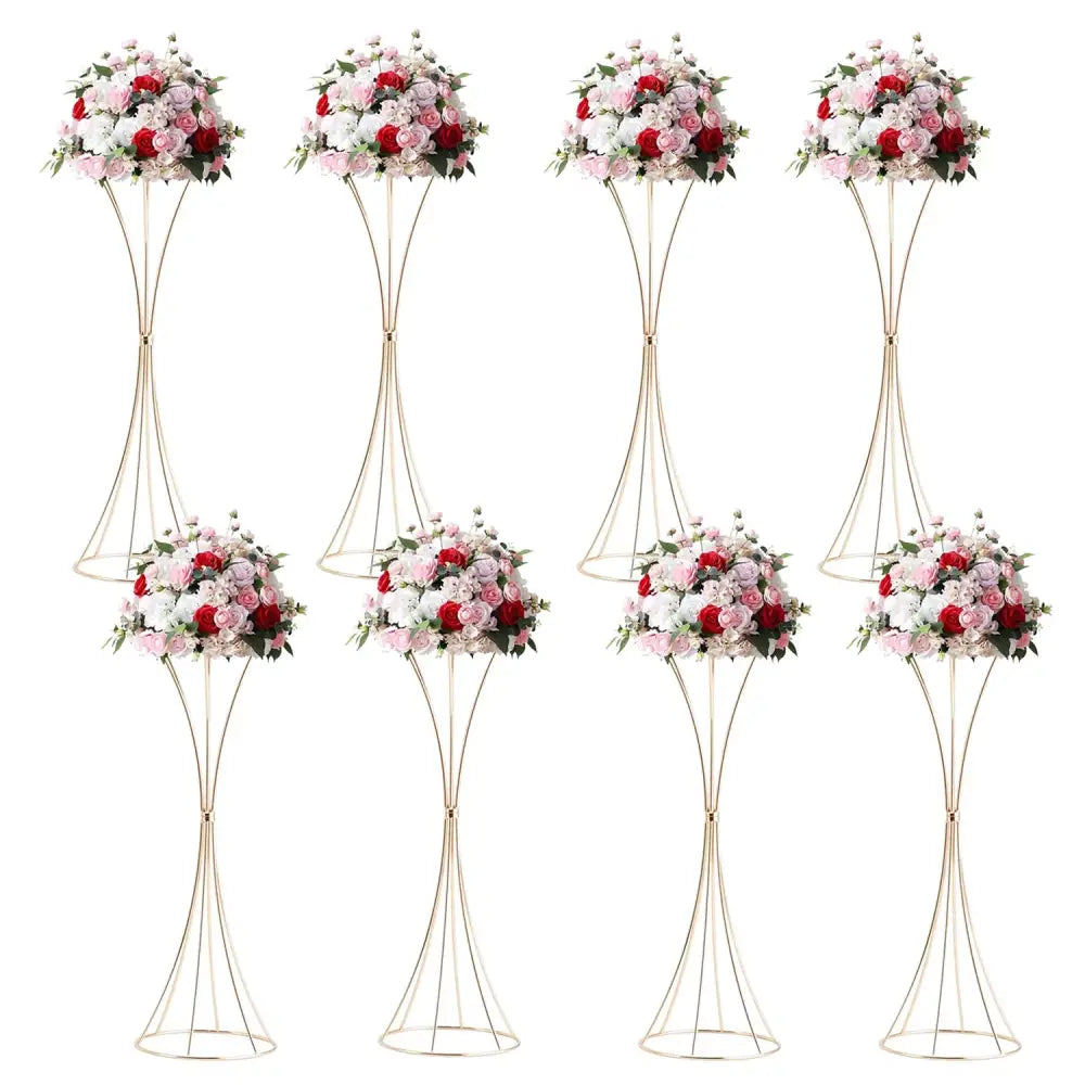 Modern gold metal trumpet flower stand vases for dining room