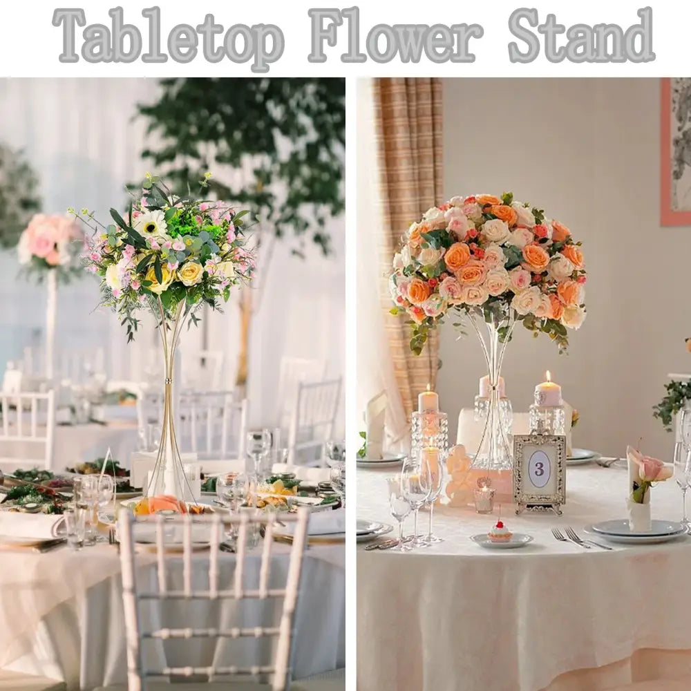 Modern gold metal trumpet flower stand vases for dining room