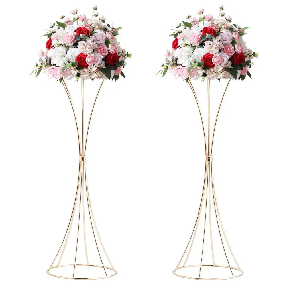 Modern gold metal trumpet flower stand vases for dining room