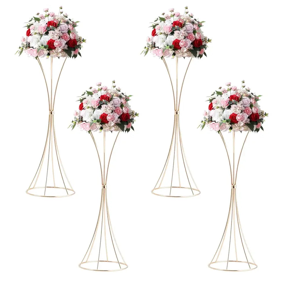 Modern gold metal trumpet flower stand vases for dining room