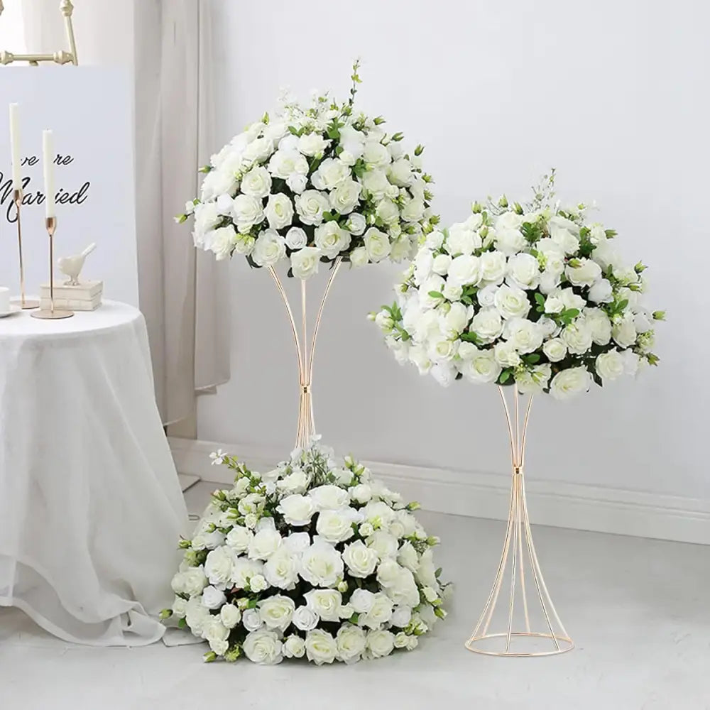 Modern gold metal trumpet flower stand vases for dining room