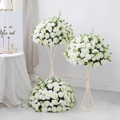 Modern gold metal trumpet flower stand vases for dining room