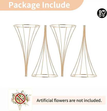 Modern gold metal trumpet flower stand vases for dining room