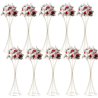 Modern gold metal trumpet flower stand vases for dining room