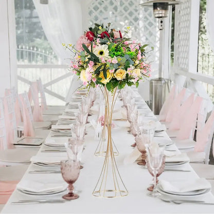 Modern gold metal trumpet flower stand vases for dining room