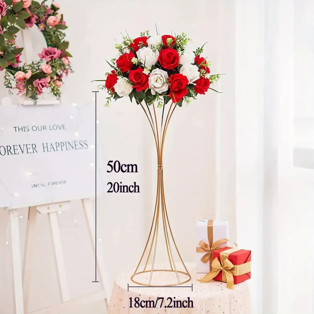 Modern gold metal trumpet flower stand vases for dining room