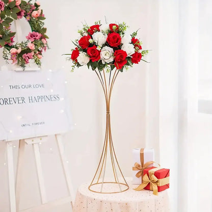 Modern gold metal trumpet flower stand vases for dining room