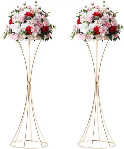 Modern gold metal trumpet flower stand vases for dining room