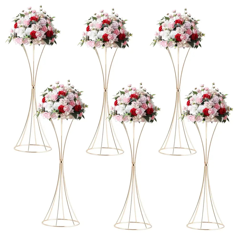 Modern gold metal trumpet flower stand vases for dining room