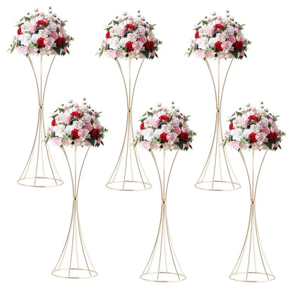 Modern gold metal trumpet flower stand vases for dining room