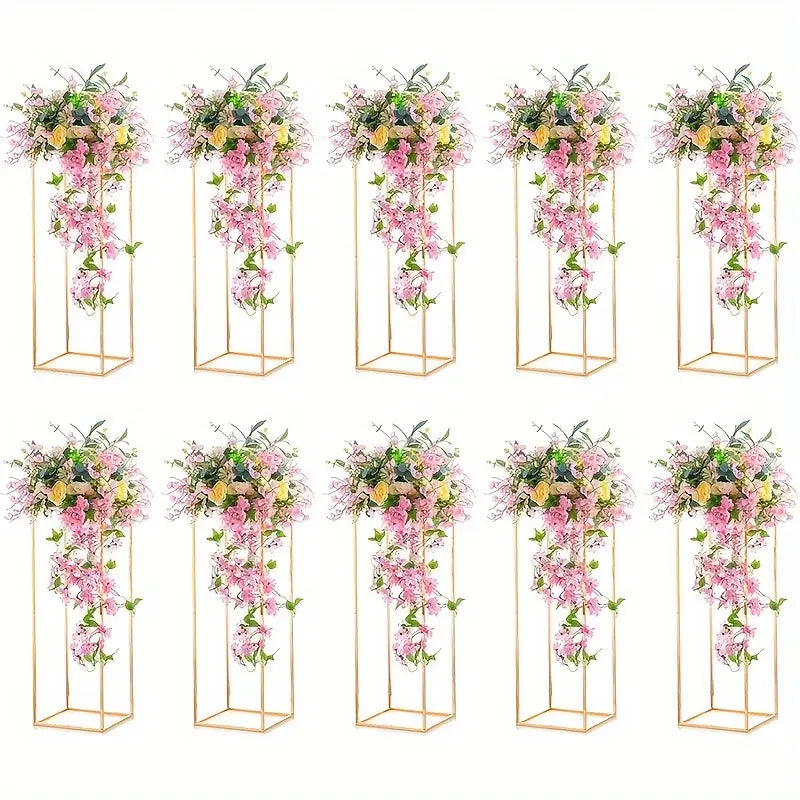 Geometric gold metal vase flower stand – living room decor