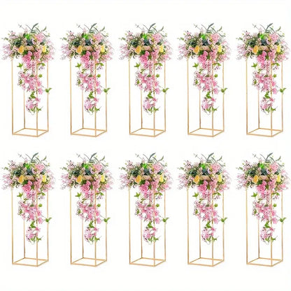 Geometric gold metal vase flower stand – living room decor