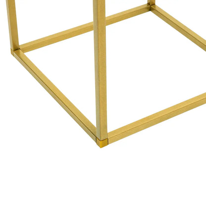 Gold metal wedding flower stand set with pink roses for dining room