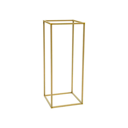 Gold metal wedding flower stand set with pink roses for dining room