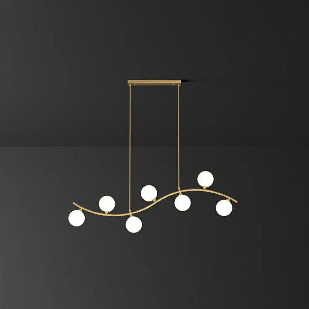Modern gold wavy milk ball glass pendant – dining room light