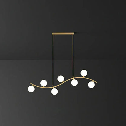 Modern gold wavy milk ball glass pendant – dining room light